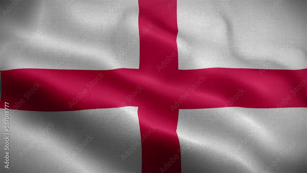 Flag of England flag fluttering in the wind.
Flag of England flag fluttering in the wind.