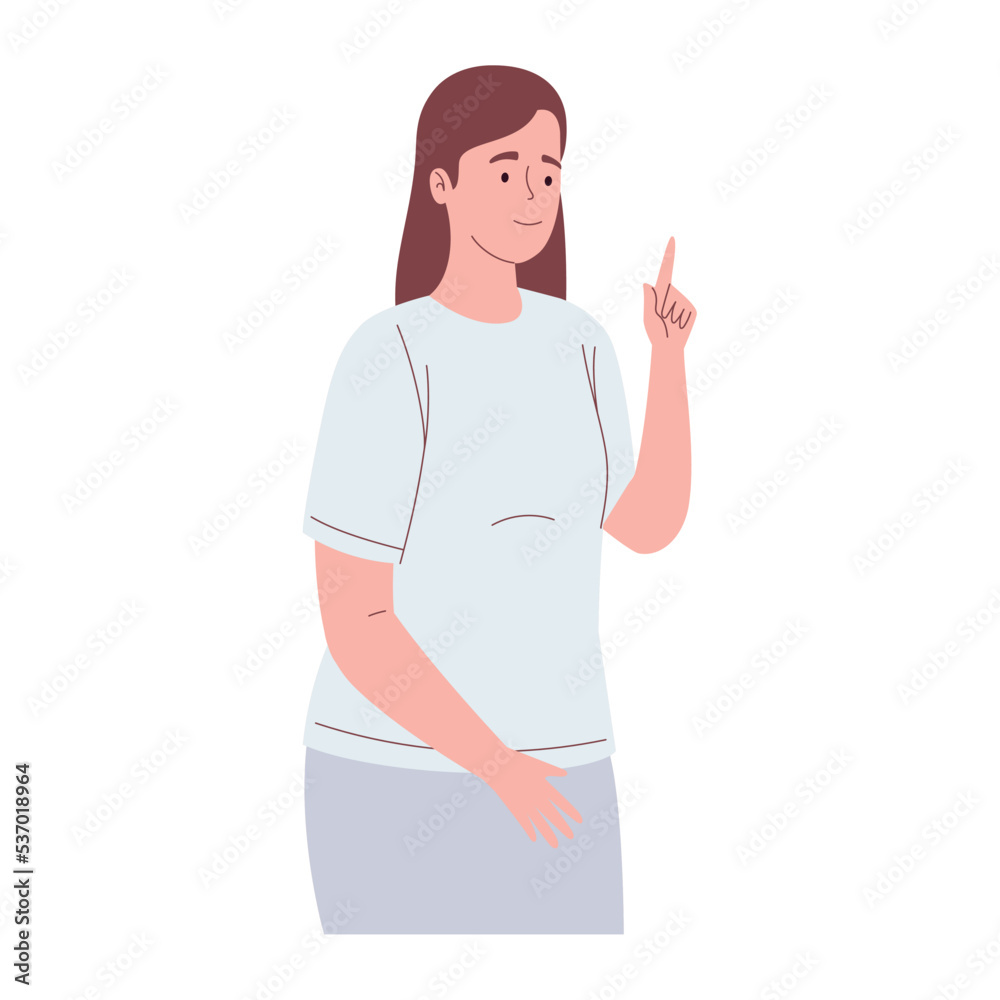 young woman indexing character young woman indexing character