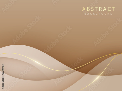 futuristic brown gradient abstract background with shadow waves and luxurious golden lines