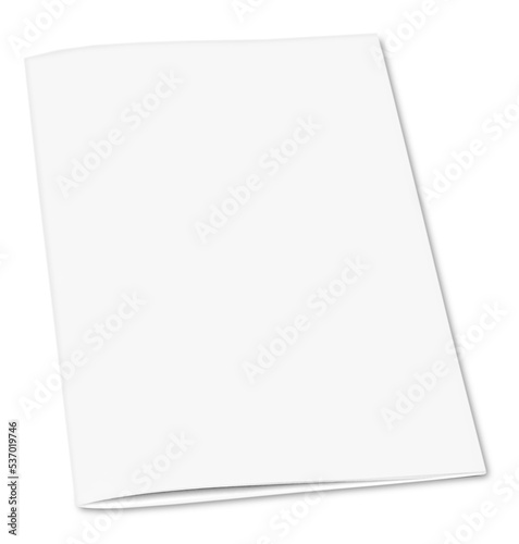 Close up of a blank folded white paper on white background