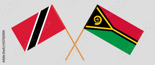 Crossed flags of Trinidad and Tobago and Vanuatu. Official colors. Correct proportion