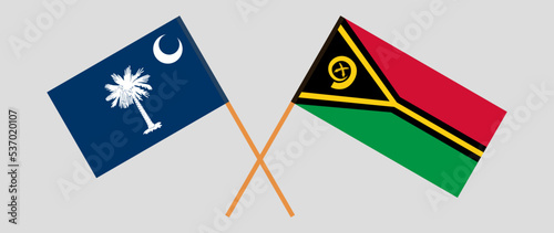 Crossed flags of The State of South Carolina and Vanuatu. Official colors. Correct proportion