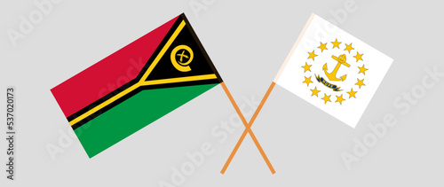 Crossed flags of Vanuatu and the State of Rhode Island. Official colors. Correct proportion