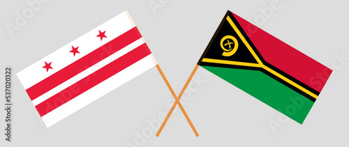 Crossed flags of the District of Columbia and Vanuatu. Official colors. Correct proportion