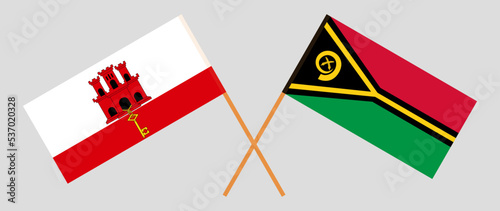 Crossed flags of Gibraltar and Vanuatu. Official colors. Correct proportion