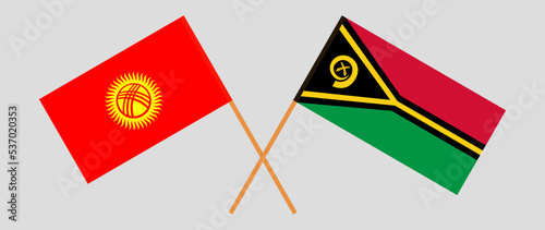 Crossed flags of Kyrgyzstan and Vanuatu. Official colors. Correct proportion