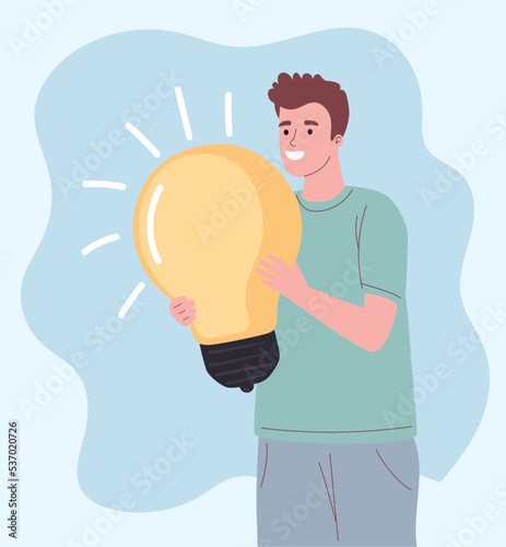 man lifting bulb