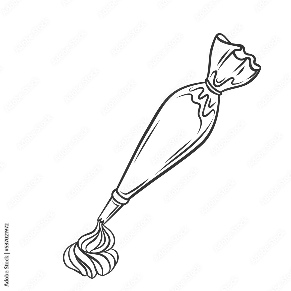 Vetor de Pastry bag outline icon vector illustration. Black line