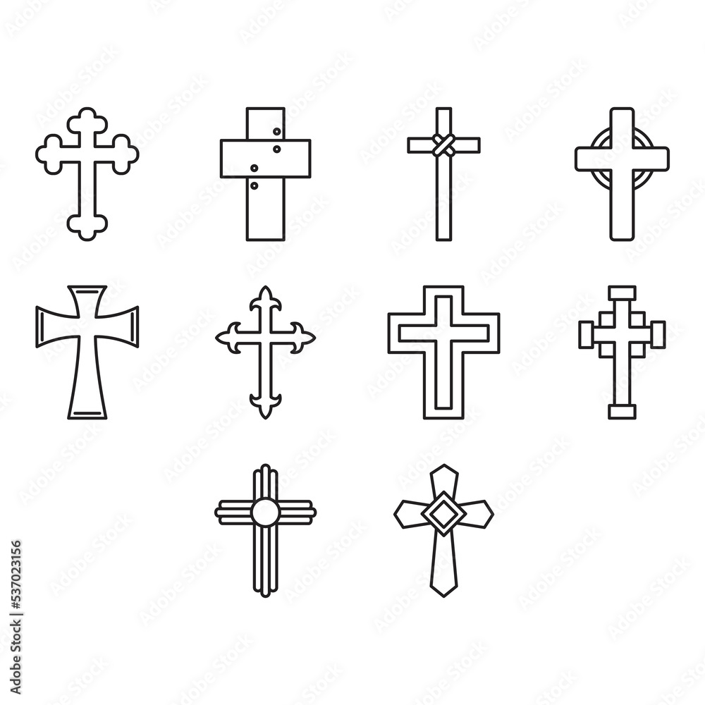 cross icon set