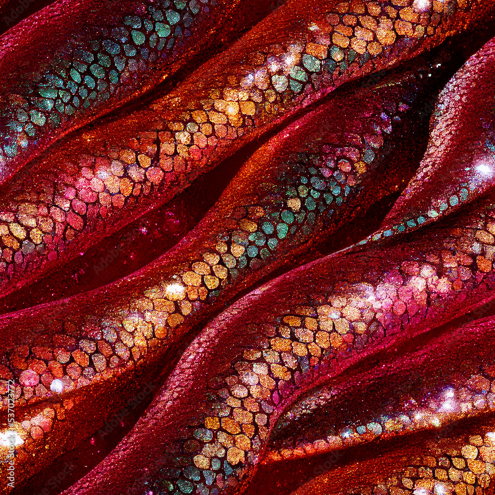 Serpent Skin Pattern • Luxury Red Dragon Collection Digital Background • Metallic Gold Serpent Skin Repeating Seamless Pattern Tile Design • Red Orange Pink Shine Sparkle Digital Scrapbook Paper