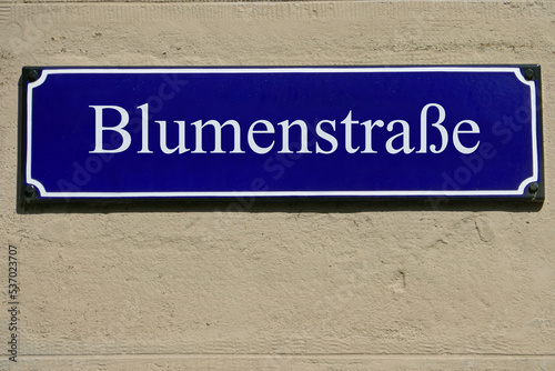 Emailleschild Blumenstraße