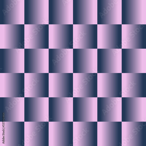Gradient checkerboard pattern in pink and blue . Vector seamless pattern.