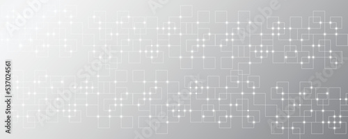 Gray and white technology background image Line design for communication connections in digital systems Hi-tech technology pattern