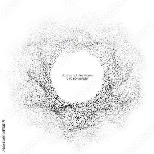 Abstract 3D sphere black dot particle flowing wave isolated on white background. Vector in concept of AI technology, science, music, modern.