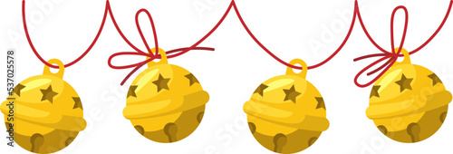 Christmas bells flat icon Winter holiday decoration