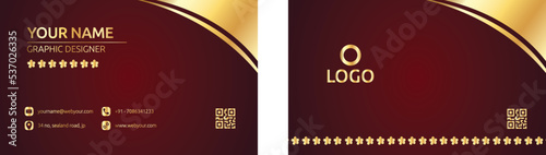 modern gold red visiting card
