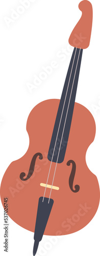 Double bass flat icon. Classical orchestra string musical instrument