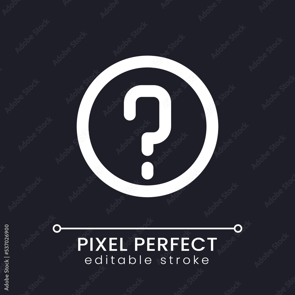 FAQ pixel perfect white linear ui icon for dark theme. Answers on ...