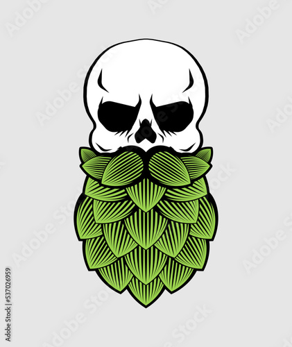 hop cone skull. head of skeleton is a beer cone. Vector illustration