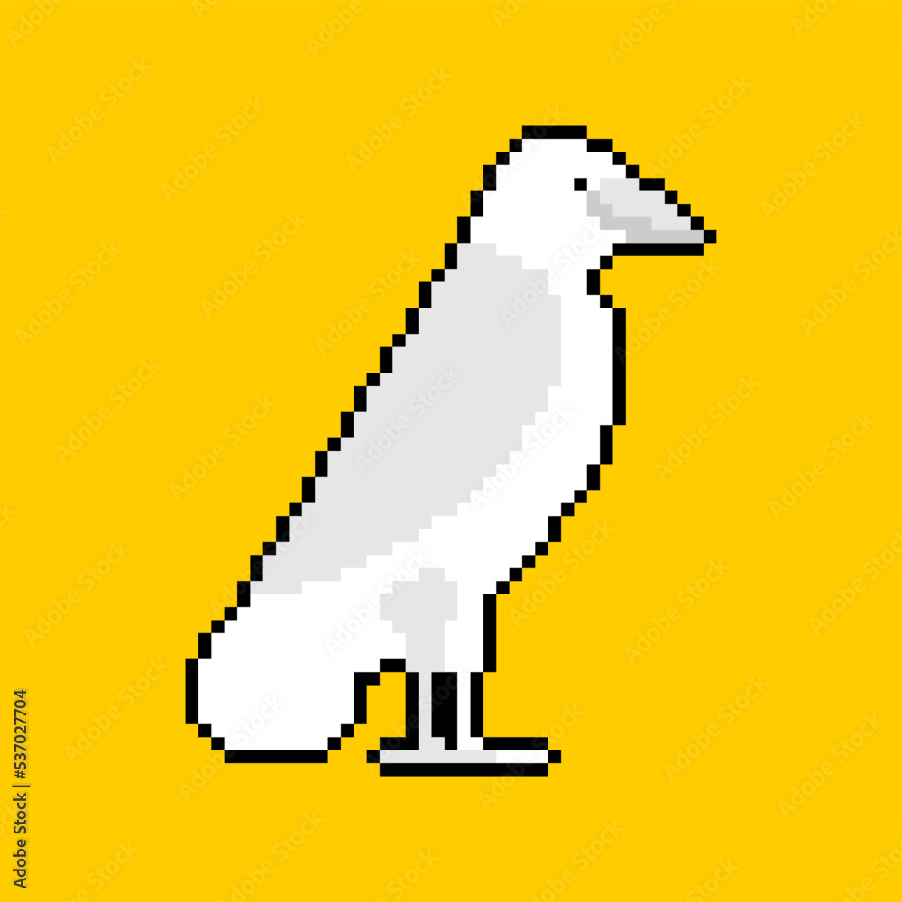 White crow Pixel art. 8 bit white raven is a foreign concept, not ours
