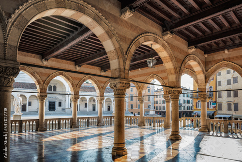 Italian Venetian style architecture in Udine City. Beautiful example of loggia.
