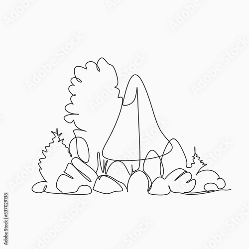 Tree vector line drawing image. 