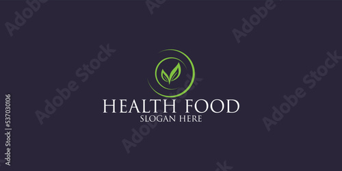 Simple health food plate logo design with unique concept Premium vector