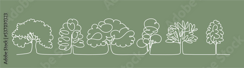 Continuous drawing of a tree on a white background. Vector illustration