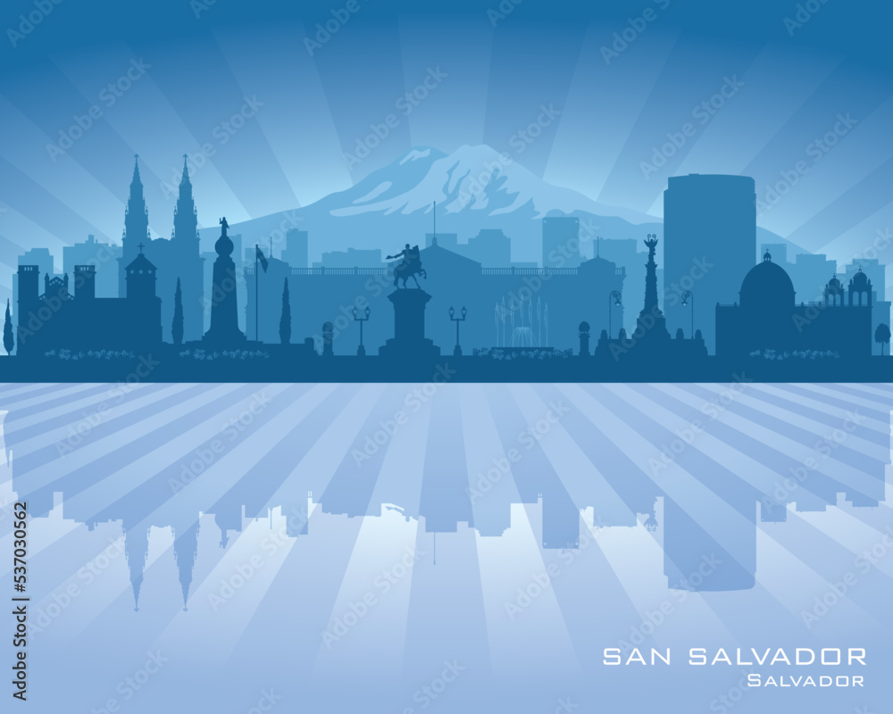 San Salvador city skyline vector silhouette