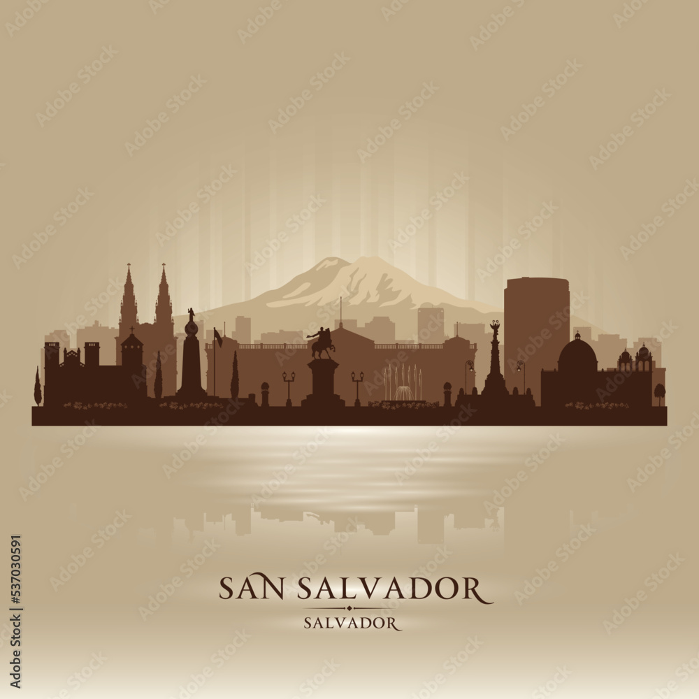 San Salvador city skyline vector silhouette