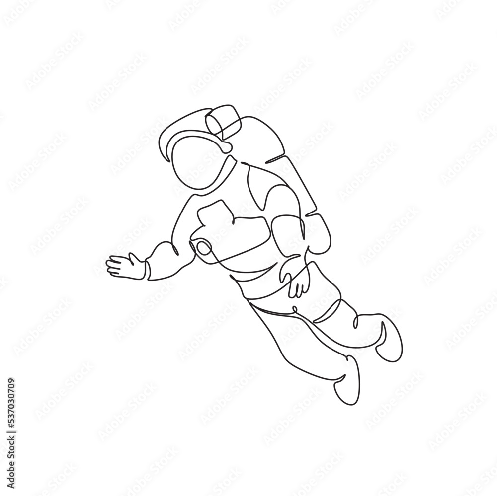 Astronaut catching star logo. Continuous one line drawing. Vector illustration Astronaut catching star logo. Continuous one line drawing. Vector illustration