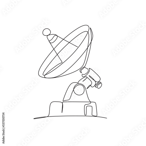 satellite continuous one line drawing. Vector illustration