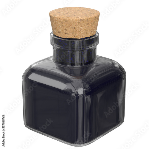 3d rendering illustration of a vintage ink bottle