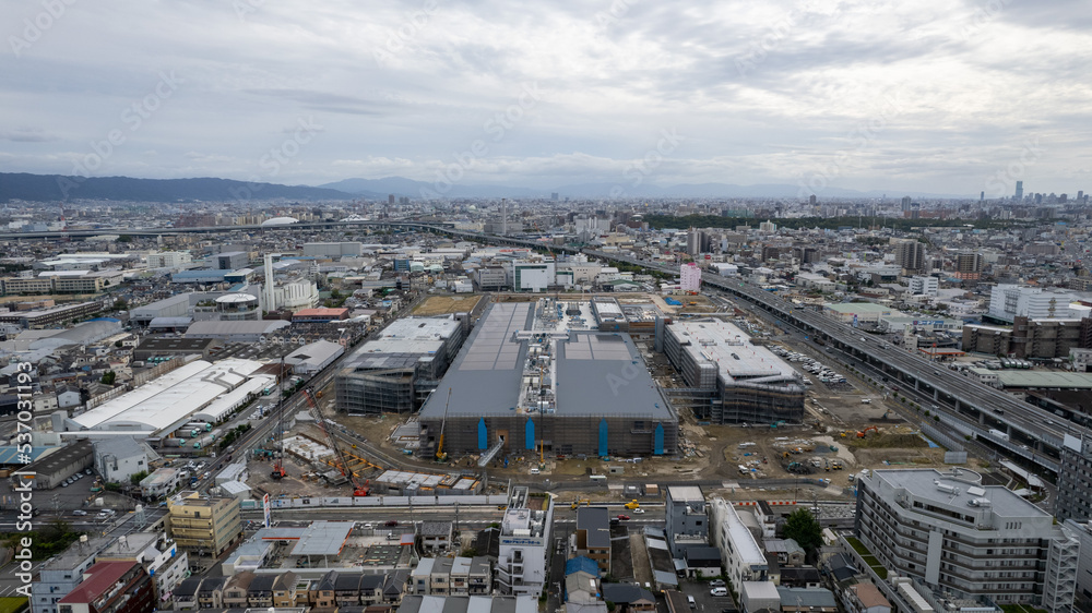 Fototapeta premium 2022年10月現在 ららぽーと門真 コストコ門真 の建設工事の様子