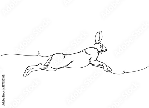 Running hare, bunny one line art. Continuous line drawing of pet, mammal, breed, zodiac, china, oriental, domestic, easter, bunny, animal, year new, 2023, hare.