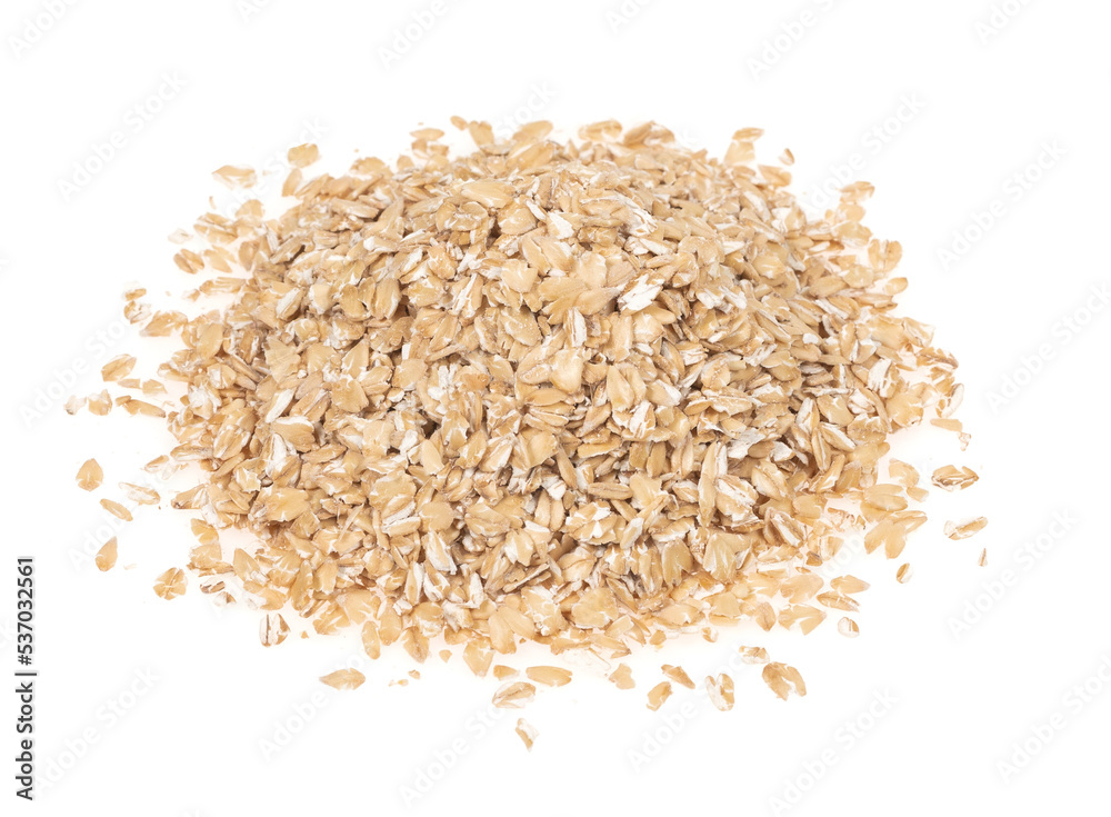 Oat flakes isolated white background, close up. oatmeal. barley flakes. rolled oat Oat flakes isolated white background, close up. oatmeal. barley flakes. rolled oat