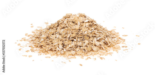 Oat flakes isolated white background, close up. oatmeal. barley flakes. rolled oat