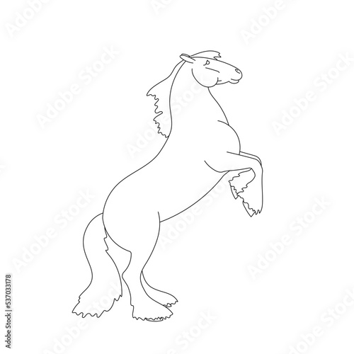 Hand drawn tinker horse. Vector illustration for coloring page