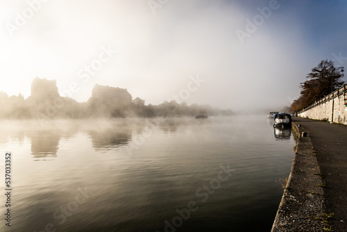 A foggy morning in Namur, Belgium photo