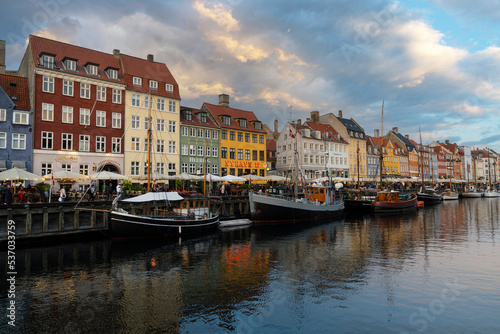 Nyhavn ancient port in Copenhagen  Denmark.