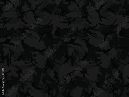  Black camo vector seamless pattern classic texture, night background.