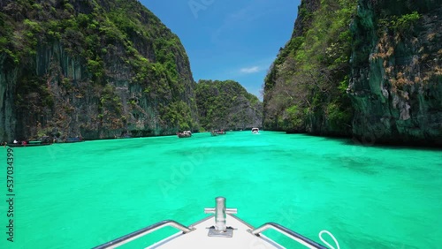 Cruise into Pi leh Lagoon at ko Phi Phi lay island in Krabi, Thailand photo