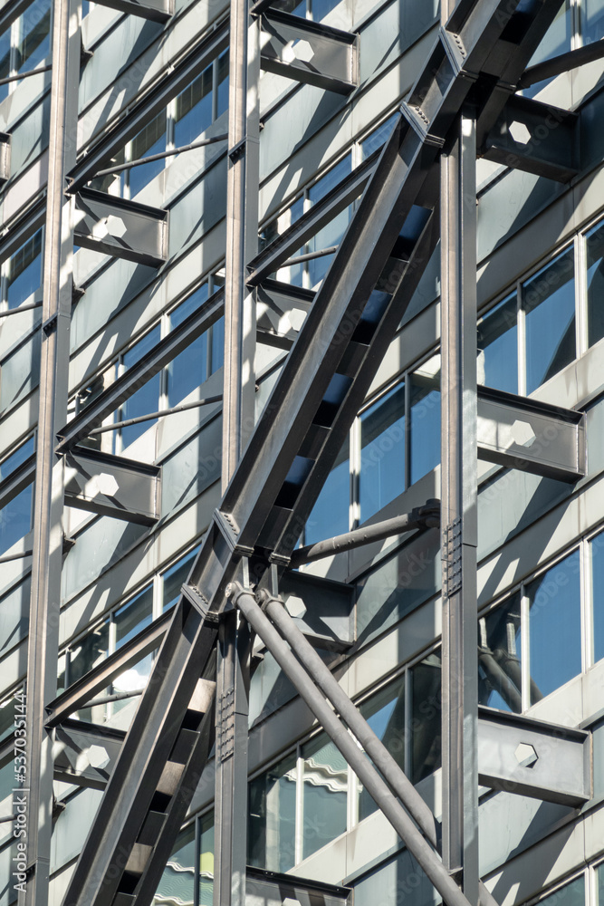 Architectural detail of modern building facade in London