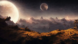 Fantasy World Landscape on an Alien Planet - Futuristic Sci-Fi 3D Rendering