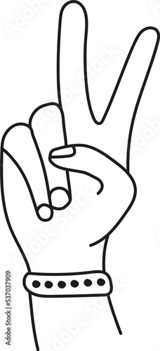 Hand drawn illustration hand gesture peace.