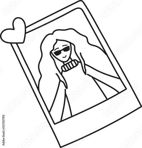 Hand drawn  illustration selfie photography