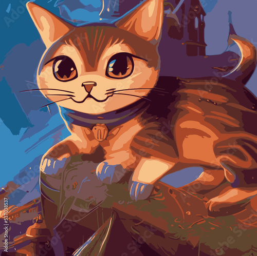 A cute cat lying on a rock