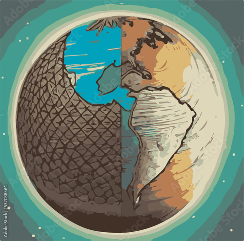 Terrestrial planet, planet earth with little water and more land