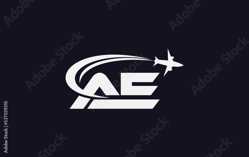 Tour and travel agency logo vector download airline and aviation logo design vector extra bold letter AE