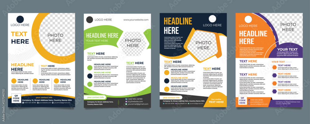 Flyer design with modern layout, Brochure Design, flyer vector design in A4 with colorful shapes